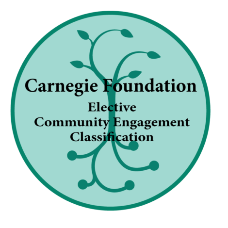 teal colored Carnegie Seal with words that read Carnegie Foundation Elective Community Engagement Classifcation
